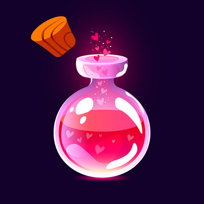 Love Potion adobe illustrator artwork cartoon coloring design gradient heart highlights illustration illustrator love pink potion vector vector art vector illustration violet