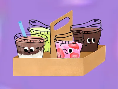 Cold Drinks animation coffee cold brew cold coffee cold drinks iced coffee iced latte illustration latte limonade macha mishax