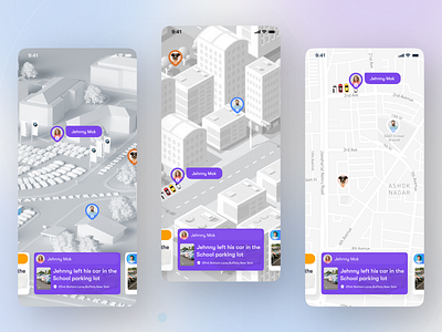 Location Tracking App Ui android app design app interaction cleanui design dgpro digital gps ios location map minimal mobile app mobile ui profile track ui uidesign uiux