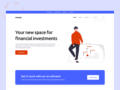 Money: your new financial investment space designer interface site ui