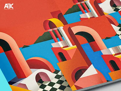 abstract illustration 3d abstract branding building colors design graphic design greece illustration minimal motion graphics sea summer ui vector