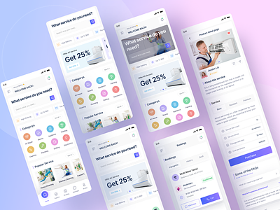 Service Application Design app design cleaning service design dgpro digital freelaceapp gigservice home cleaning home service home support house cleaning house service minimal mobile ui searvice service serviceapp ui uidesign