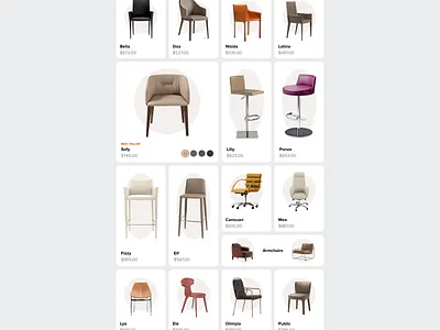 Card Variants for Chairs cards catalog