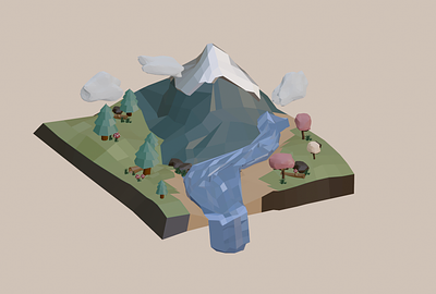 Springtime on the Mountain (LOWPOLY) 3d animation blender design lowpoly mountain pastel
