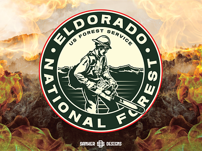 Eldorado National Forest Logo Concept (Unused) badge logo fire logo firefighter illustration illustrator ipad logo logo design national forest sanker designs unused concept vector vector design wildland fire