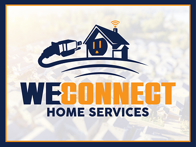 We Connect Home Services Logo badge logo branding connect logo electrical logo home concierge home services illustrator logo designer marketing sanker designs vector vector design vector designer vector logo we connect wifi logo