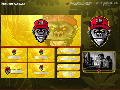 stylish monkey twitch overlay! branding design illustration layout logo streaming twitch twitch overlay ui vector