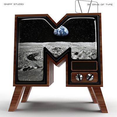 Branded Alphabet | M is for... 36dot branding earth moon music render space tv type typography