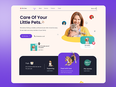 Pet Care Website landing page ui pet pet care pet care shop ui pet care website pet landing page pet website uiux website design