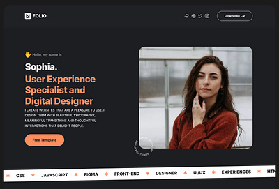 Folio - Portfolio Website design designer developer framer landing page landingpage portfolio site template ui