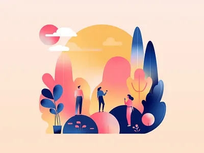 Remote Teamspaces gradient graphics illustration remote teams vector