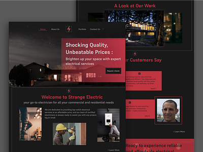 Electrician Landing Page Design b2c branding business cta design electrician hero landing page landing page modern simple testimonials ui ux web design web page