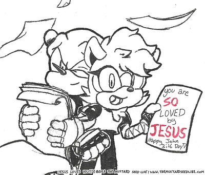 Tangle x Mighty Happy John 3:16 Day 2023! character characters fan art fanart illustration ink inks jesus loves you!!! marker mighty mighty the armadillo sonic sonic the hedgehog style stylized tangle tangle the lemur tangle x mighty the mustard seed life traditional