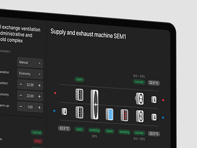 Ventilation system app dark design icons ipad ui ux uxui ventilation