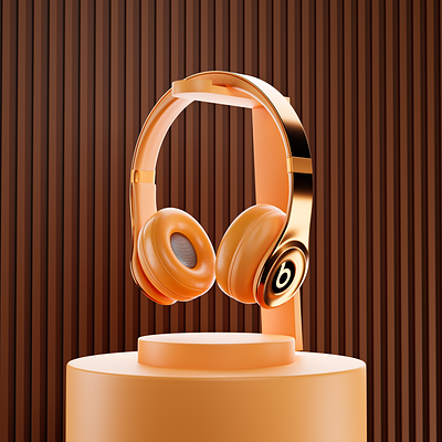 Tangerine Headphones - Beats 3D Rendering 3d art blender colors design headphones illustration product render rendering visualization