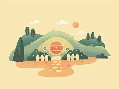 Cozy lil' hobbit hole hobbit illustration lotr shire texture