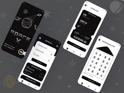 SpaceX Commercial Rocket Seat Booking Application application branding design graphic design mobileui typography ui ux uxui vector