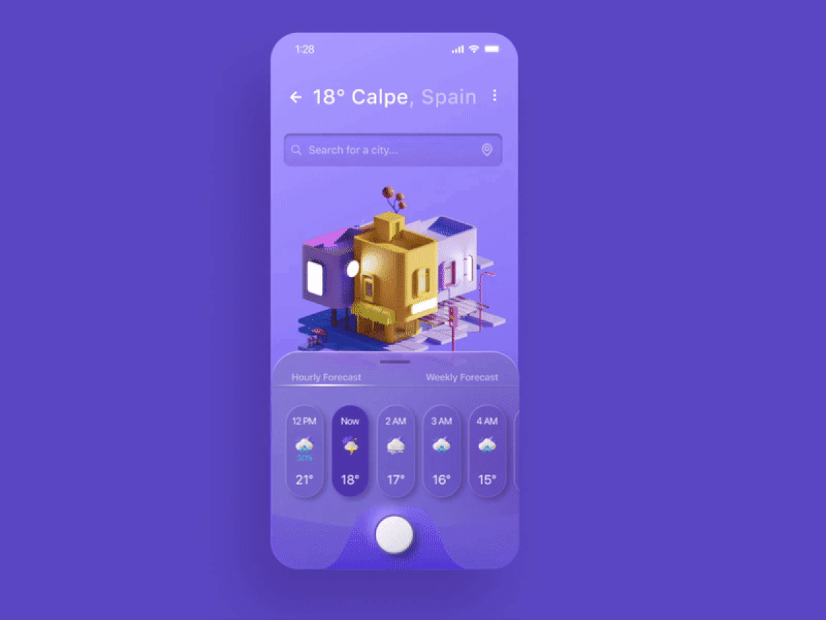 UI Animation - Weather Forecaster App 3d animation application b2b branding finance forecast graphic design hiring mobile motion graphics navigation ui ux