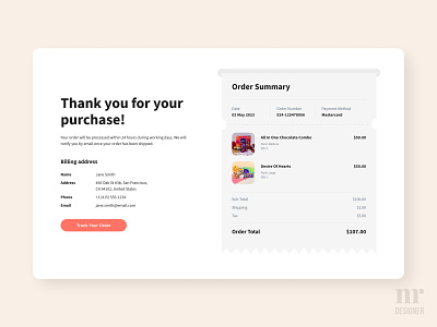 Order Confirmation Email Receipt - Daily UI 017 chocolate daily ui design ecommerce email receipt interaction design order confirmation purchase store ui ux visual design web design website
