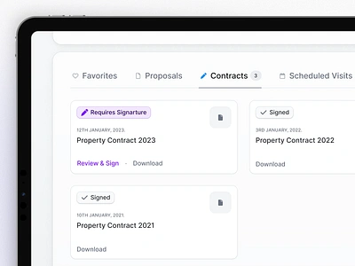 Rent App — Contracts boxes dashboard list product design ui user interface web app