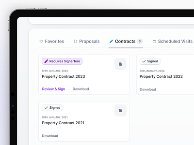 Rent App — Contracts boxes dashboard list product design ui user interface web app