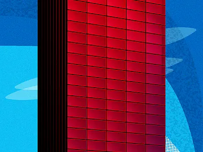 Crimson wall of glass. Digital sketch. adobe architecture artwork building color design illustration illustrator sketch texture