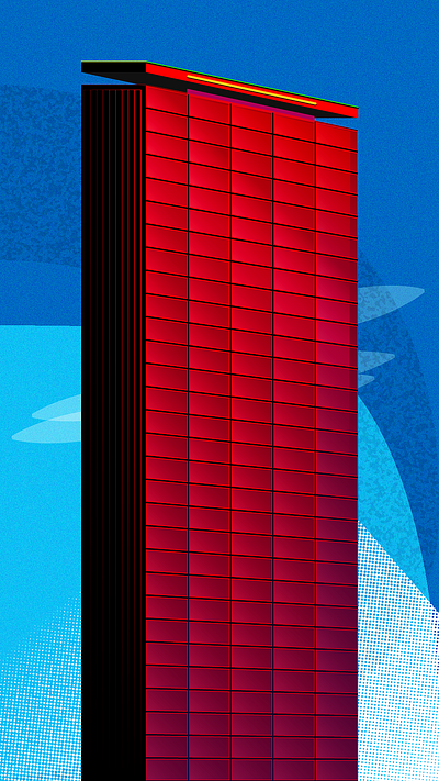 Crimson wall of glass. Digital sketch. adobe architecture artwork building color design illustration illustrator sketch texture