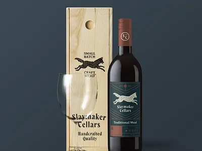 Slaymaker Cellars Mead Packaging art direction badge design branding clean design liquor lockup packaging packaging design typography wine wine design wine label wolf wolf logo