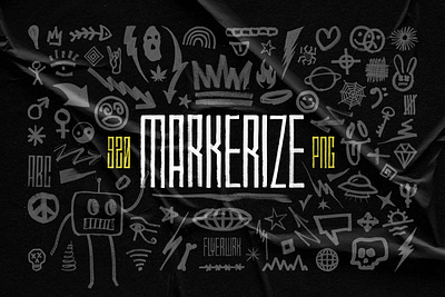 Markerize - 800+ graphics toolkit bold design dirt drawing elements font handmade logo marker pen png scribble shapes