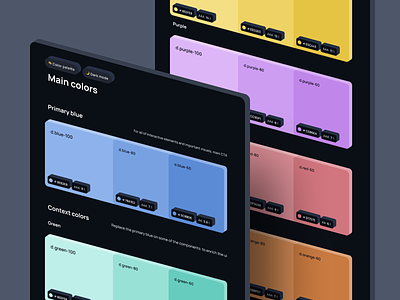 Design System Color Palette - Dark Mode black shades case study color palette colors contrast dark mode design system documentation mobile app product design style guide