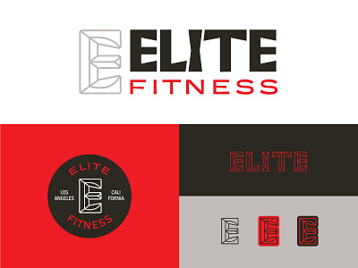 Elite Fitness Logo Set bevel branding california design elite elite fitness fitness flexible frame logo los angeles scalable typography