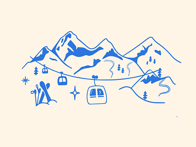 Halfdays Tag Illustration branding design drawing illustration mountain ski spot illustration vector winter