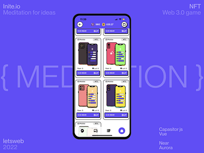 Web3 Mindfulness App — NFT Empower Mental Health to Earn android app blockchain brutalism crypto design devices illustration interface ios meditation mind mobile neobrutalism nft tokens ui uxdesign web3