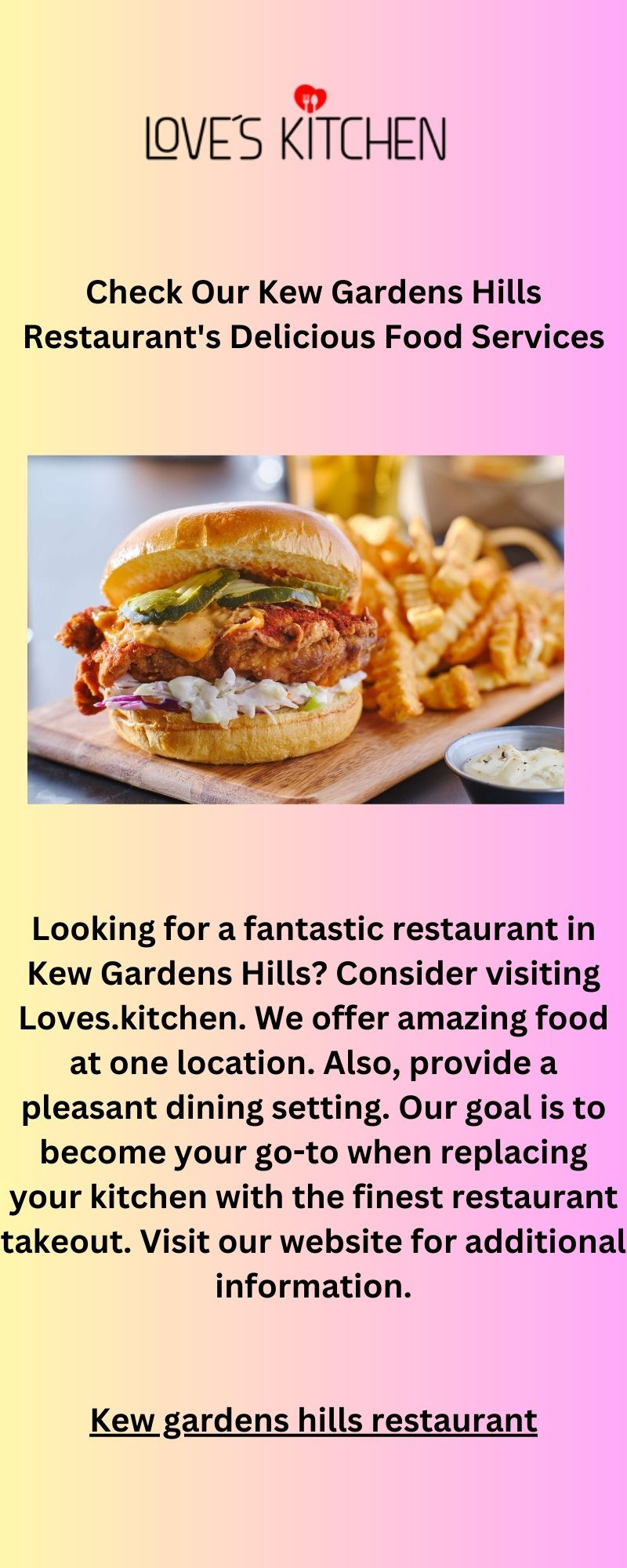 Check Our Kew Gardens Hills Restaurant's Delicious Food Services by