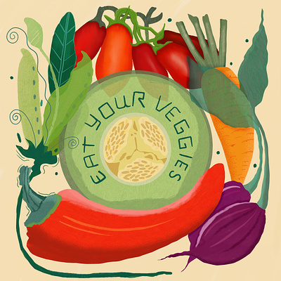 Eat Your Veggies! adobe fresco carrot digital painting gardening hand lettering illustrate illustration leaves veggies