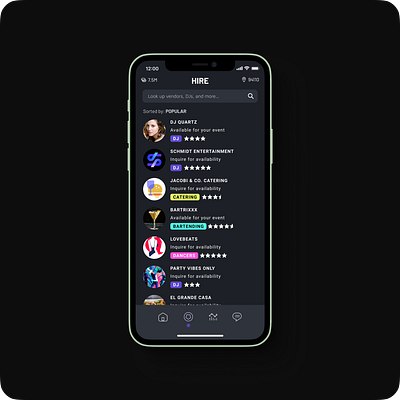 Nightlife Hiring App app branding design ui ux