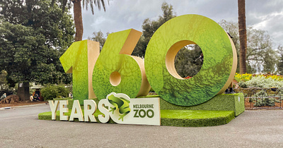 Melbourne Zoo 160 year sign 3d animal branding build concept development design graphic design installation large signage print project management signage strategy texture zoo