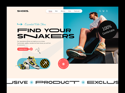 Shoes Website Design UI ecommerce footwear home page homepage interface kicks landing page nike running nike shoes online shopping product website shoes store shopify website sneakers ui design