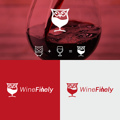 Wine Finely Logo art logo branding create logo creative custom logo design glass illustration logo logo design owl vector wine