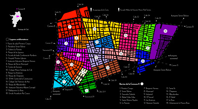 Genética 8 | Mapa de la Comuna 8 de Cali art art direction branding color concept design illustration vector