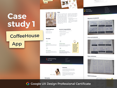 [Google UX Course] Case Study 1 - CoffeeHouse app design coffee coursera design thinking google course mobile project user research ux wireframe