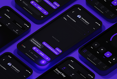 Chat in the app Digital Concierge 3d app behance blender branding color creativit dark product purple ui