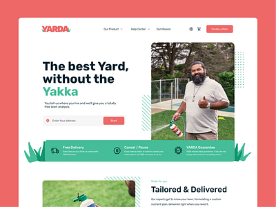 Yarda branding ecommerce funnel lawncare plan subscription ui ux
