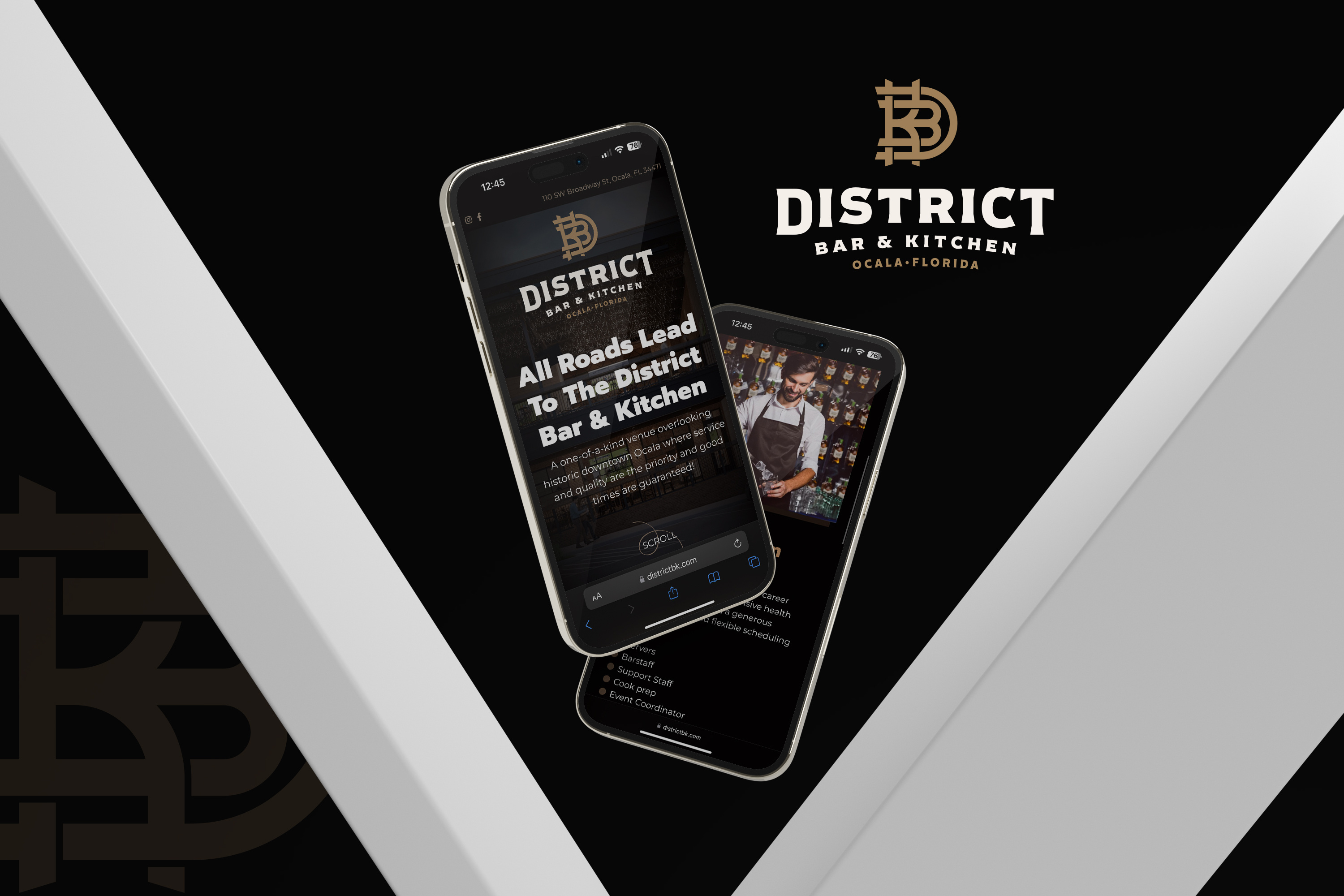 Example of District Bar & Kitchen Website Build