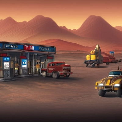 Fuel Station on Mars art graphic design illustration