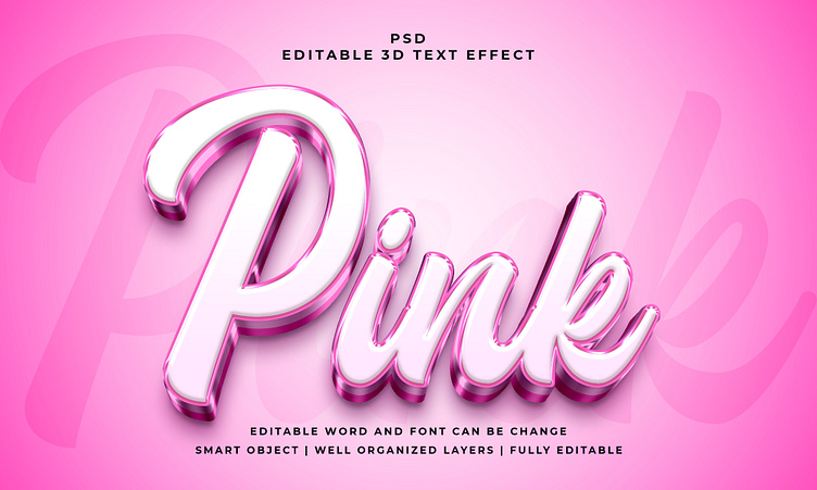 Pink 3D Editable PSD Text Effect by Md Nazir Hossain on Dribbble