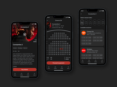 Movie Theater Tickets Booking App app booking cinema interface ios mobile movie netflix tickets ui ux