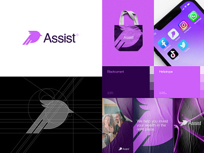 Assist© Logo design. app icon bird bird logo consulting creative designer geometric grid investment logo logodesign logoforsale minimalist modern modern bird nextmahamud pictorialmark sparrow symbol unused