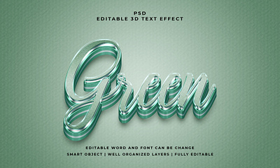 Green 3D Editable PSD Text Effect photoshop action