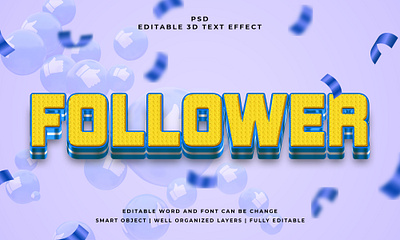 Follower 3D Editable PSD Text Effect photoshop action